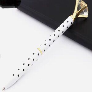 Black & White Diamond Topped Writing Pen